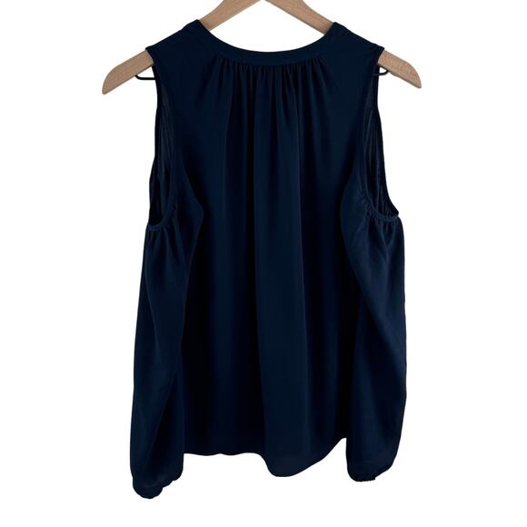 Michael Kors Navy Blue Womens Size Small Cold Shoulder Keyhole Gold Accent - Picture 3 of 10